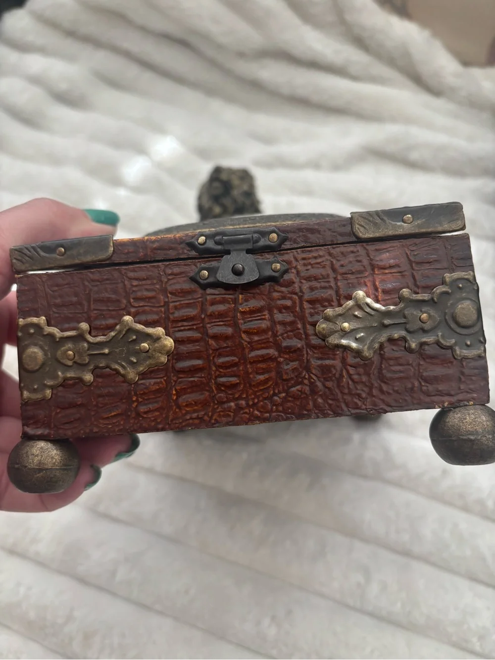 Vintage-Style Brown Decorative Box w/Antique Brass Accents Final Sale